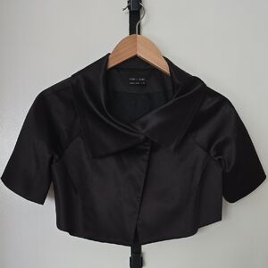 Max & Cleo Black Satin Crop Top